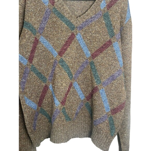 Vintage Cambridge Classics Sweater Mens XL Wool Grandpa Professor Pattern Argyle - Picture 2 of 9